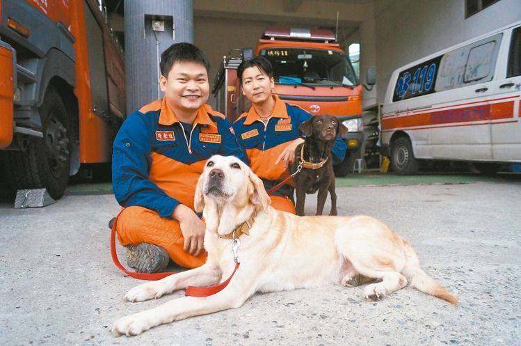 新北搜救犬米尼、波卡、摩卡、乒卡、桑妮跟小辣退役待認養。 圖:翻攝自朱立倫臉書