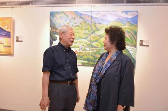刺蔣案政治犯鄭自才以彩筆繪台灣，舉辦「畫我山川油畫展」。 圖 : 翻拍自陳菊臉書（資料照片）