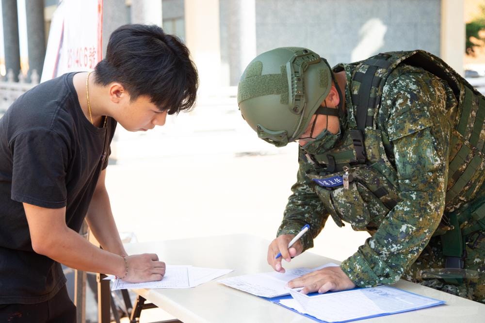 自強演習報到作業。 圖：軍聞社提供。