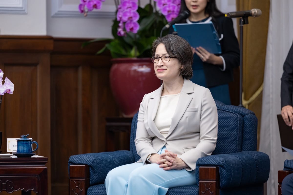 副總統蕭美琴以錄影方式為第8屆全國高中職、大專小水力發電設計比賽致詞。 圖：總統府提供