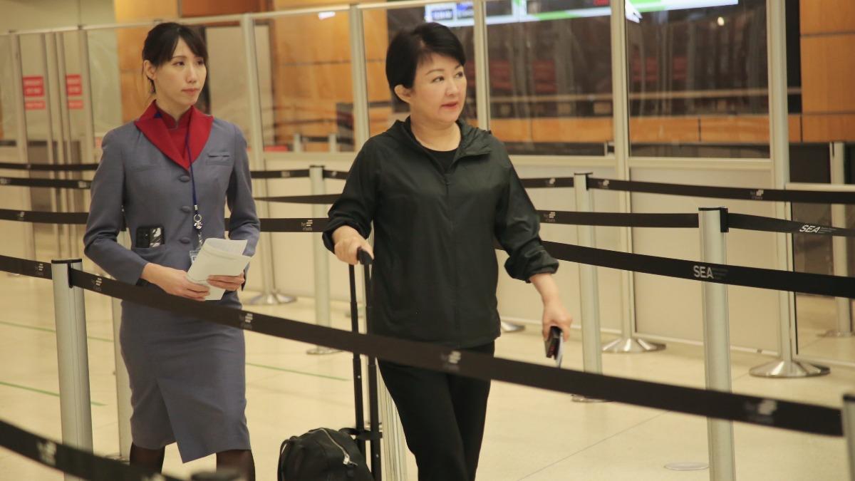 第3號颱風「凱米」襲台，進行訪美行程的台中市長盧秀燕一抵達西雅圖即宣布要返台坐鎮。 圖：台中市政府提供