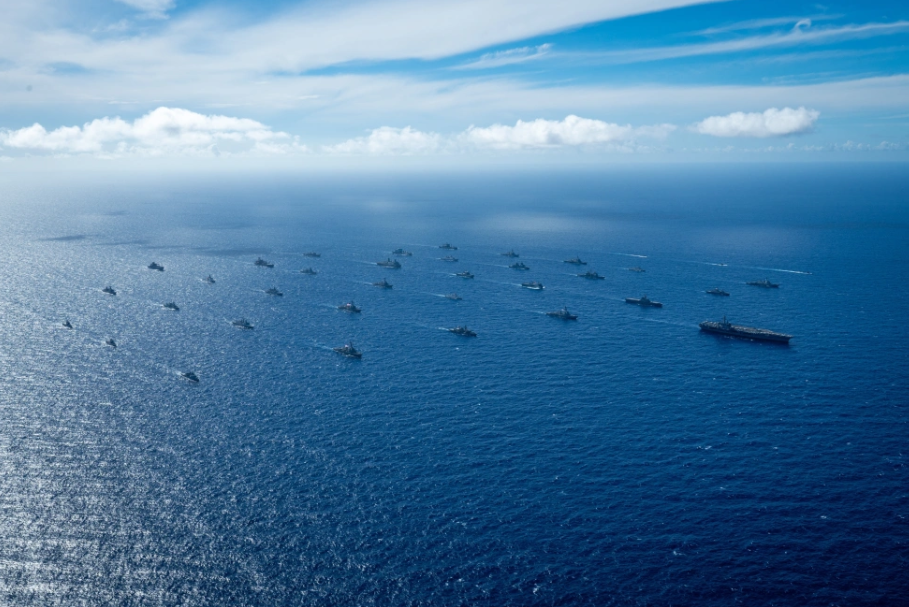 圖為在夏威夷及附近海域舉行的2024 環太平洋軍演。 圖：翻攝自單手搓核彈（資料照）