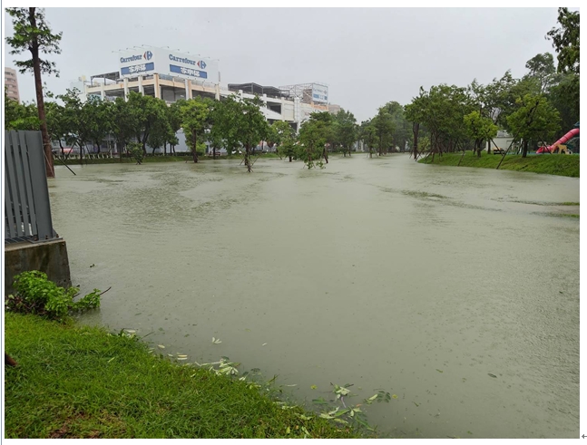 高市滯洪設施發揮減少淹水面積的效用。 圖：高雄市水利局/提供