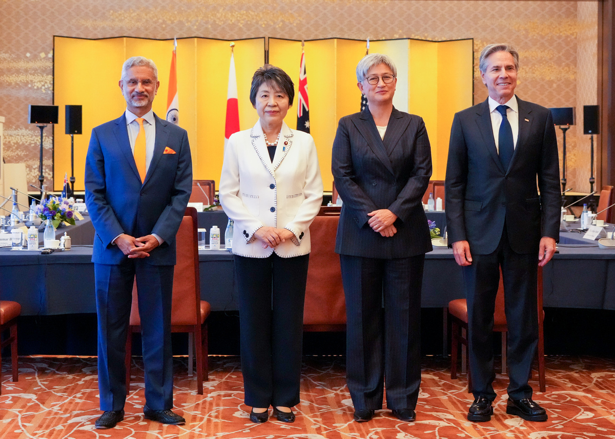 這次「四方安全對話」（Quad）外長會議是第八次，澳大利亞外長黃英賢、印度外長蘇傑生、日本外務大臣上川陽子和美國國務卿布林肯出席了此次會談。 圖 : 翻攝自X帳號@MofaJapan_jp