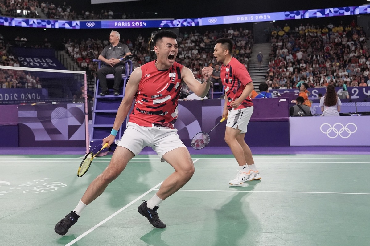 台灣羽球男雙組合「麟洋配」昨日戰勝中國組合，以分組第一之姿進入八強賽。 圖：體育署／提供