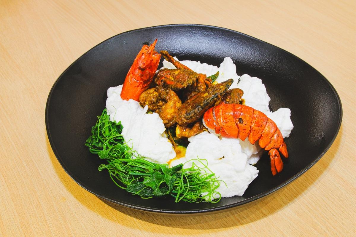 米其林台菜餐廳膳馨推出「爸氣山海饗宴」限定桌菜，圖為沙茶咖喱龍蝦。 圖：膳馨餐飲集團/提供