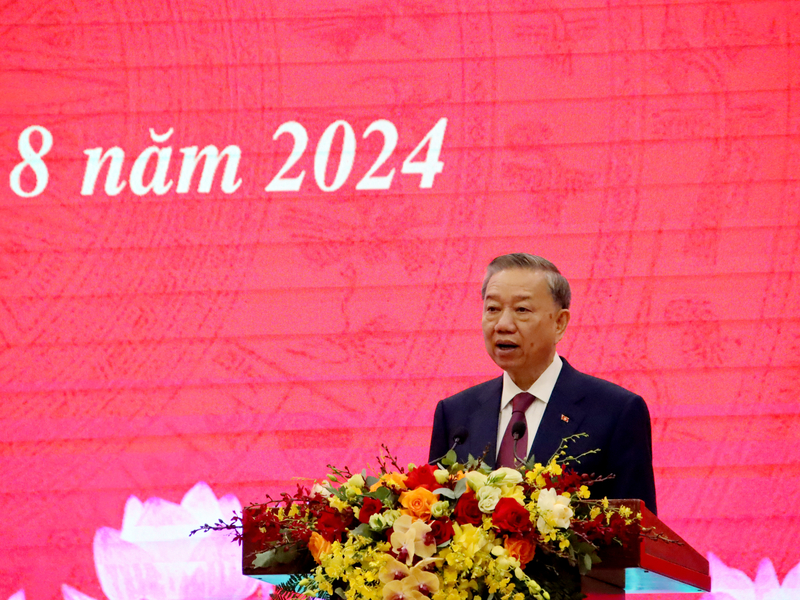 越共中央今天召開會議，補選出越南國家主席蘇林擔任越共中央總書記。 圖 : 中央社/提供