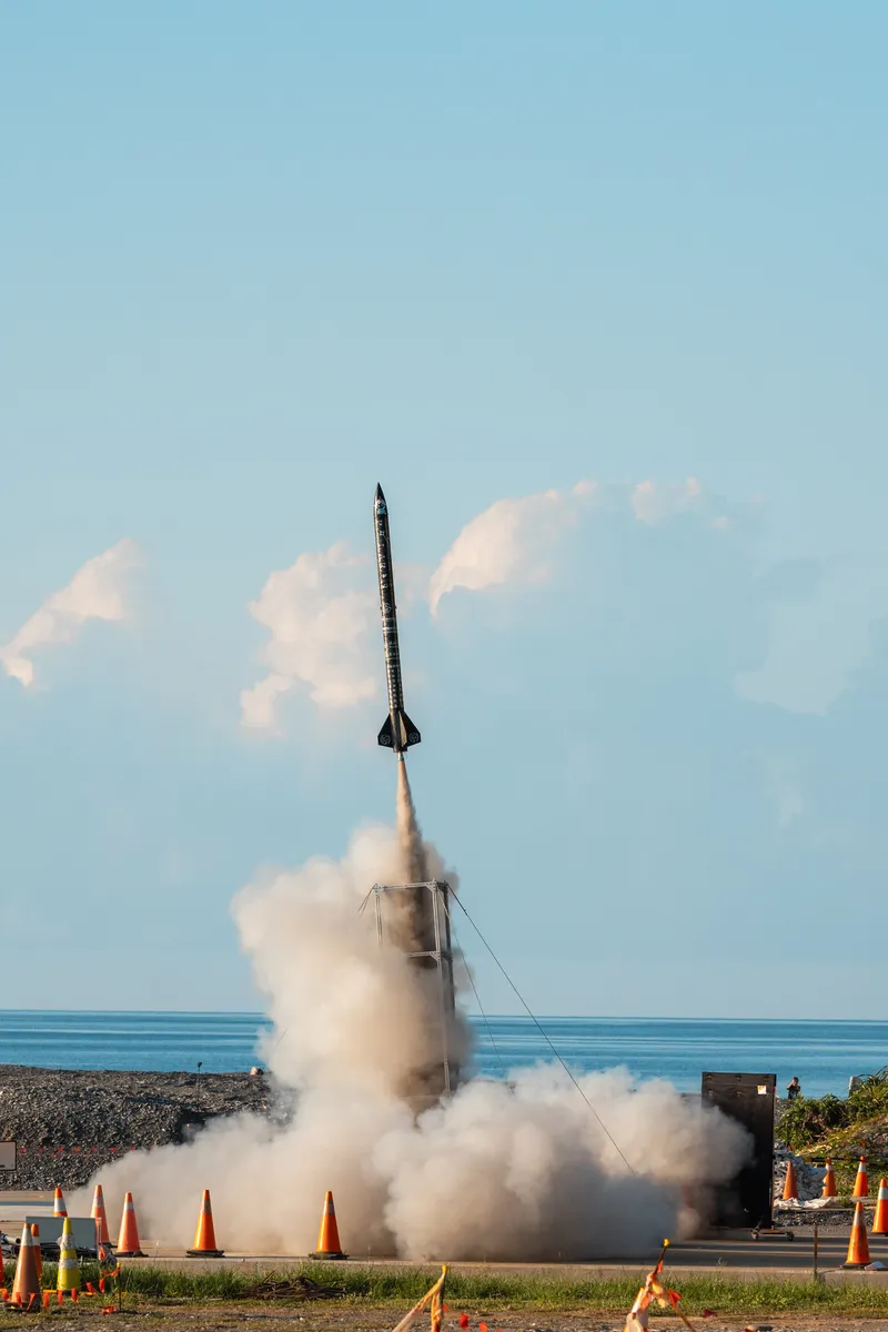 淡江大學科研探空火箭「Polaris」順利試射。 圖：取自國科會太空中心官網
