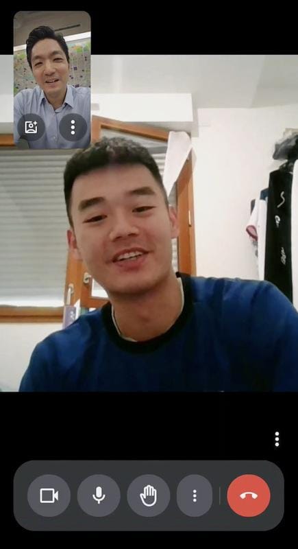 台北市長蔣萬安今天與我國羽球奧運金牌男雙選手王齊麟視訊。 圖：台北市政府 / 提供