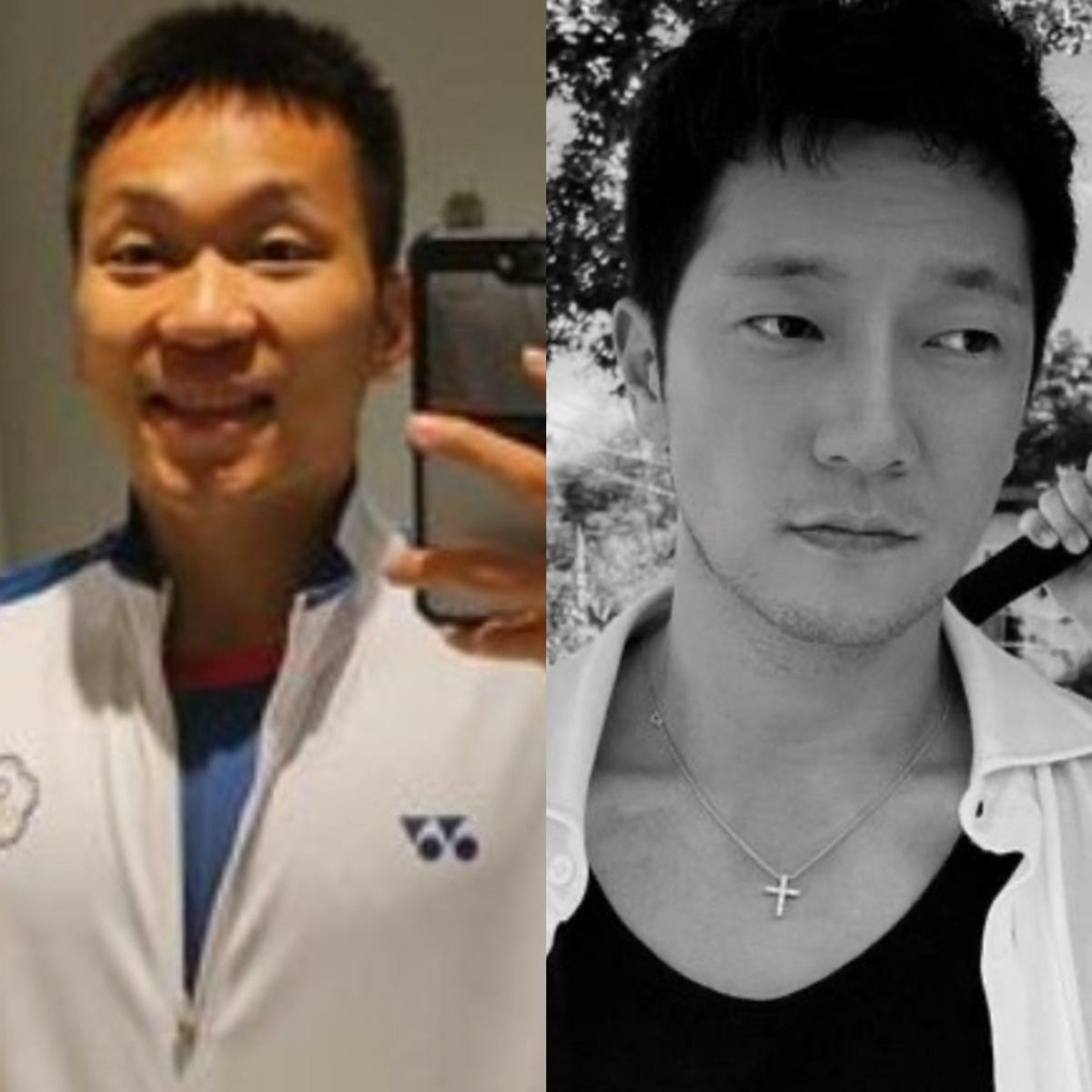 李洋（左）在奧運期間都以蓄鬍造型現身，讓網友聯想到南韓男演員孫錫久。 圖：翻攝自李洋、孫錫久IG