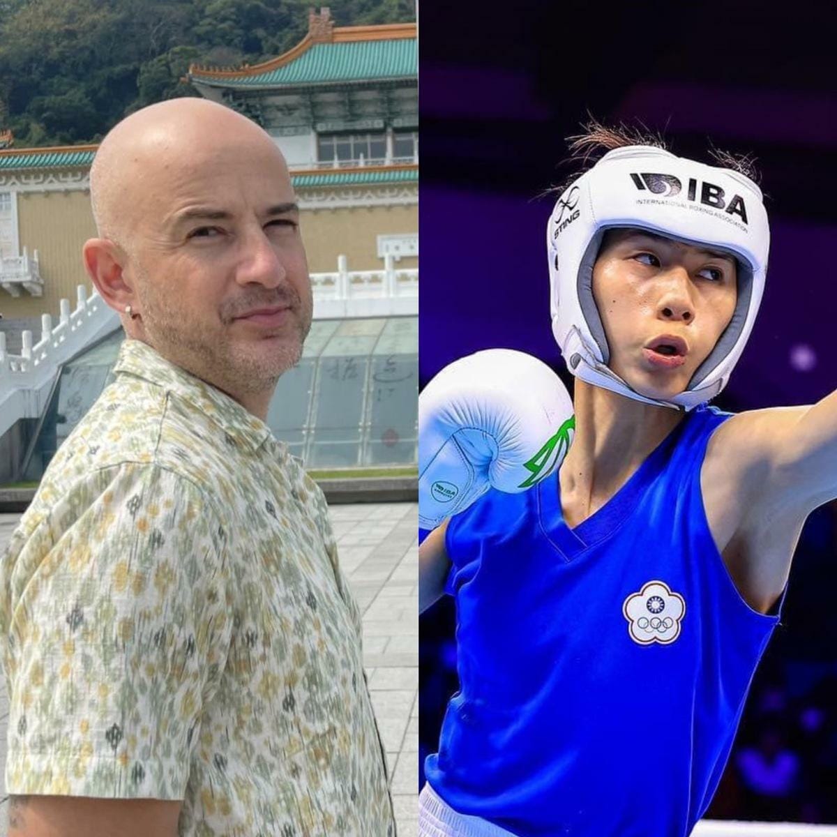 林郁婷（右）遭土耳其選手「比X」諷刺，事後有網友到同樣是土耳其裔的吳鳳貼文底下留言開嗆。 圖：翻攝自吳鳳、林郁婷FB