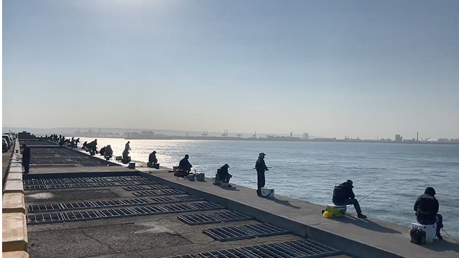 台中港北防波堤釣魚盛況。 圖：台灣港務股份有限公司港棧管理處／提供