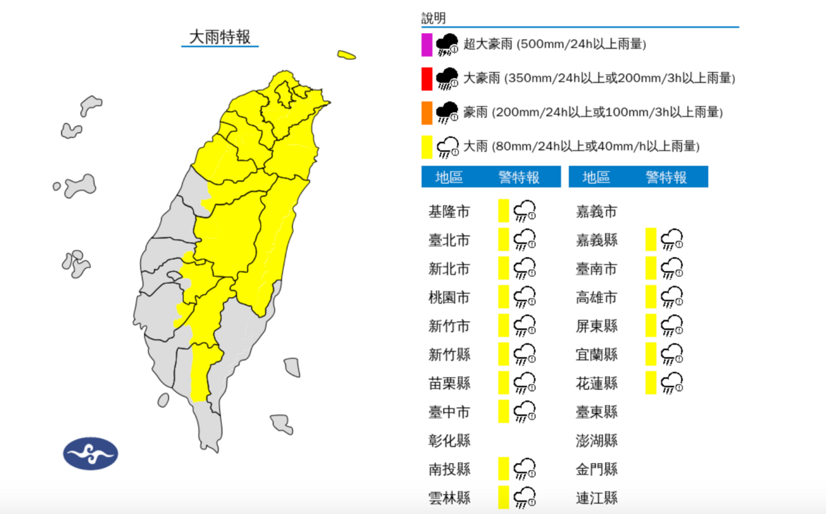 快訊》雨區再擴大！16縣市大雨特報 下到入夜