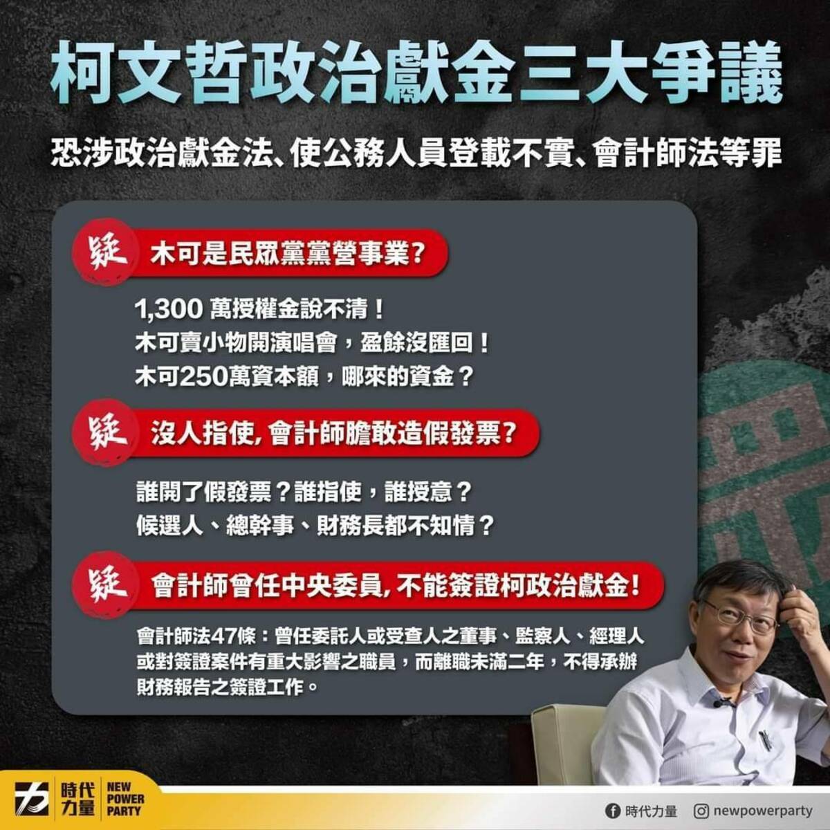 民眾黨開記者會釐清政獻申報瑕疵，但時代力量仍提出三點質疑。 圖：時代力量提供