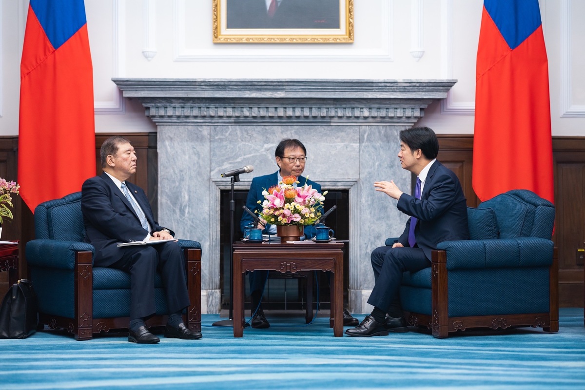 總統賴清德恭賀石破茂任日本首相。圖為石破茂8月訪台時與賴清德會面。 圖：總統府/提供