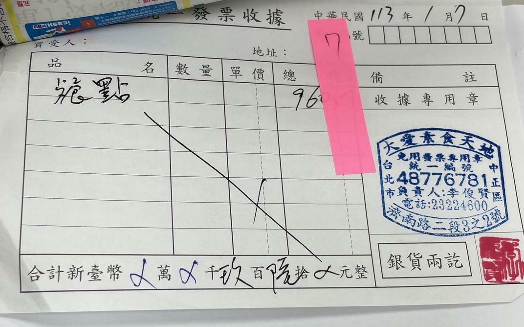 花96萬素食餐費爭議 民眾黨：2筆款項被誤登成1筆