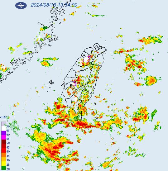 今(16)日新竹縣及苗栗縣山區有局部大雨或豪雨，氣象署並對新竹發布災防告警。 圖：翻攝自中央氣象署官網