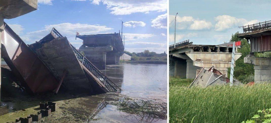 烏軍摧毀俄羅斯庫斯克州（Kursk）塞姆河（Seim River）上一座橋梁。 圖：翻攝「X」@trajaykay