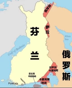 肢解俄羅斯計畫中的俄國與芬蘭領土爭議地區。  圖 : 翻攝自X/以色列戰爭