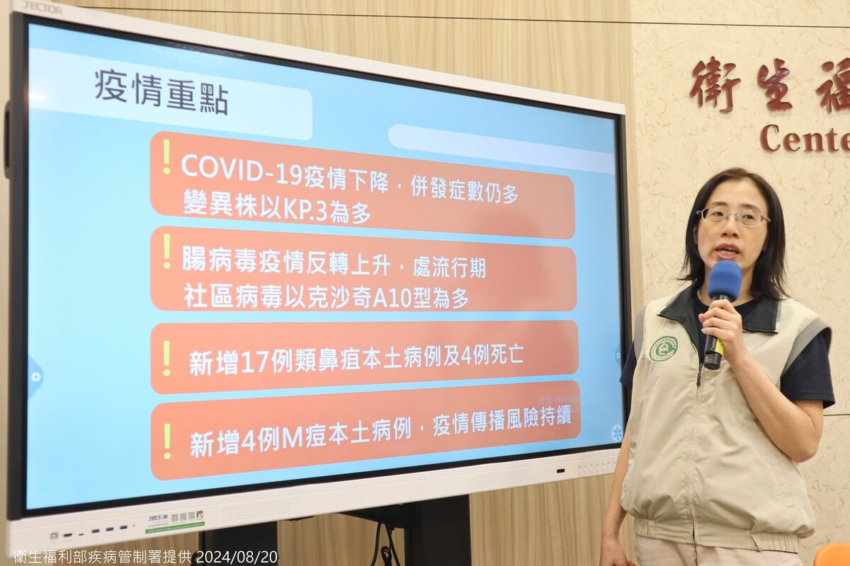 依據監測資料顯示，第 33 週（8 月 11 日至 8 月 17 日）門急診就診計 12,727 人次，較前一週（11,588 人次）上升 9.8%。疾管署研判，腸病毒目前處於流行期。 圖：疾管署／提供