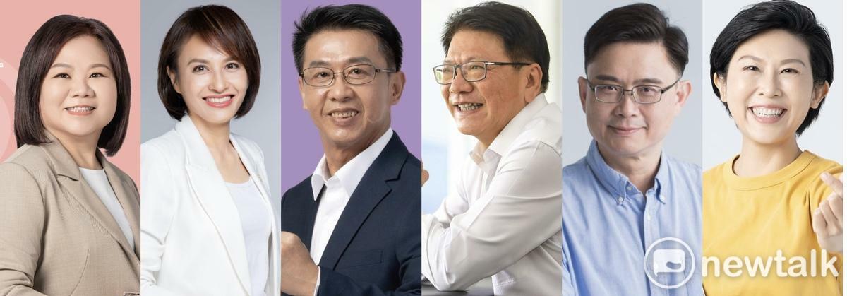 被視為爭取參選民進黨2026高雄市長提名的6位人選。分別是許銘春（左一）、邱議瑩（左二）、許智傑（左三）、潘孟安（左四）、賴瑞隆（左五）、林岱樺（左六）。 圖：取自臉書。（新頭殼合成照）