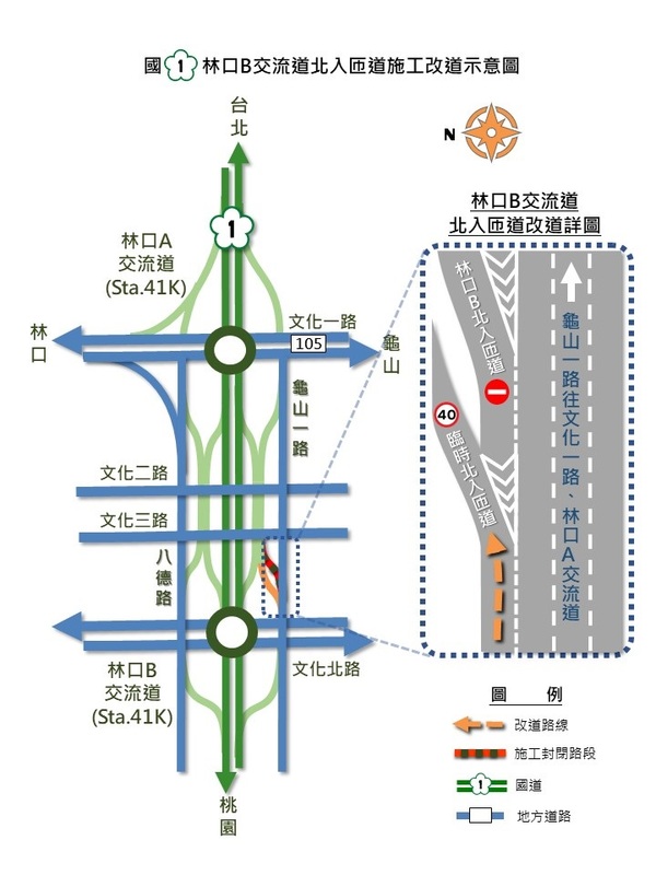 「國道1號林口交流道改善工程」改造示意圖。 圖：交通部高速公路局／提供