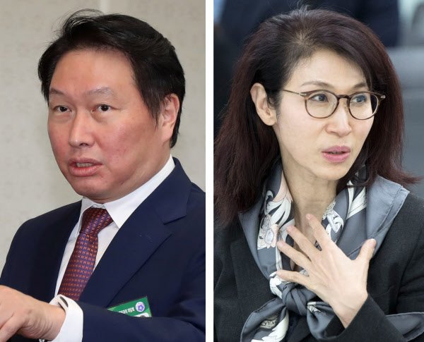 韓國SK集團會長崔泰源與元配妻子盧素英 圖：翻攝自X / 조선일보