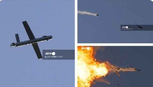 以軍公布一組戰機拍攝的影片顯示擊毀真主黨來襲無人機。 翻攝自 X 以色列戰爭