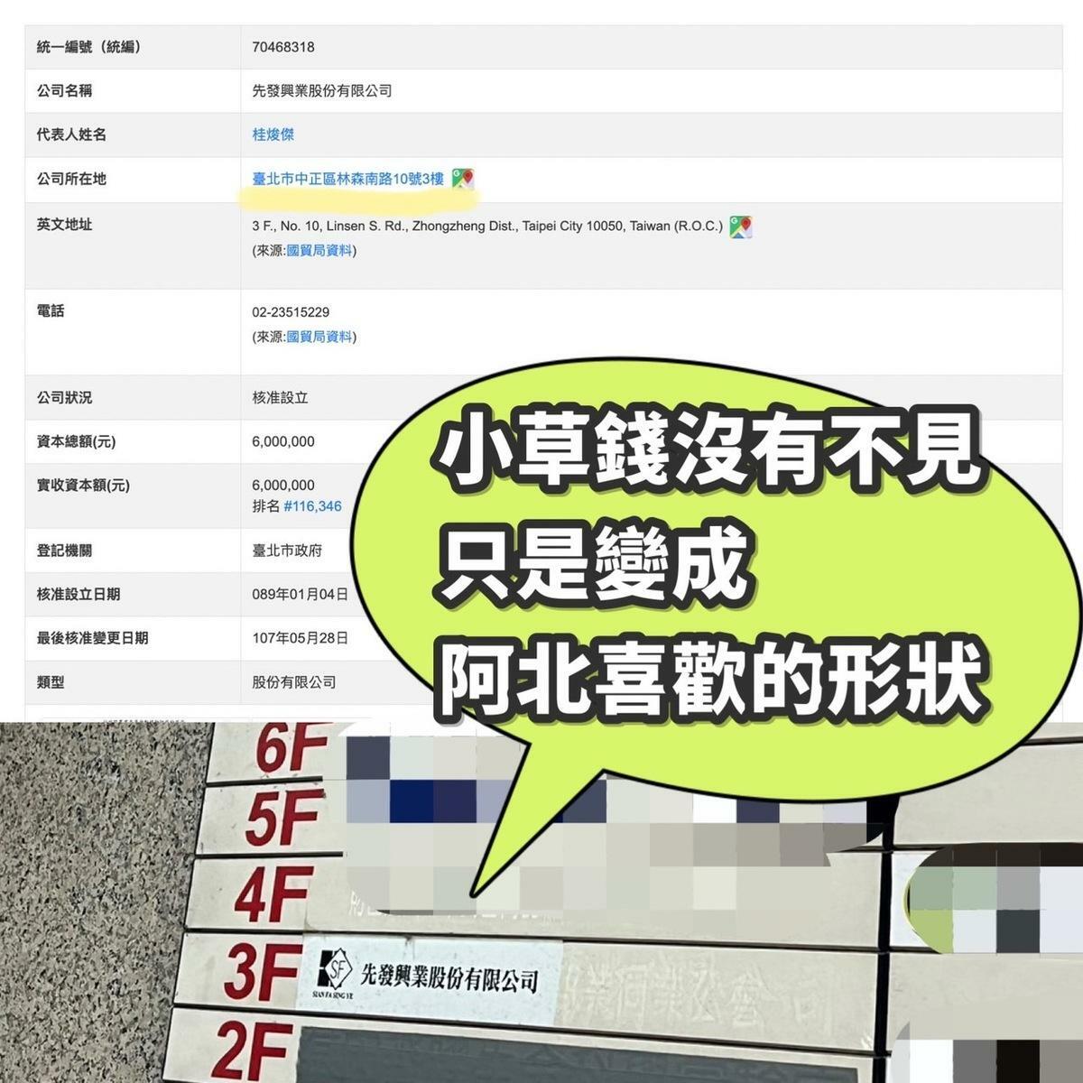 民進黨台北市議員林延鳳爆料，民眾黨主席柯文哲5月購入位於「林森濟南路口」濟南大樓3樓的48.76坪商辦，根本沒當個人辦公室使用，還繼續說謊，柯買的商辦根本有其他公司登記。 圖：林延鳳議員辦公室 / 提供