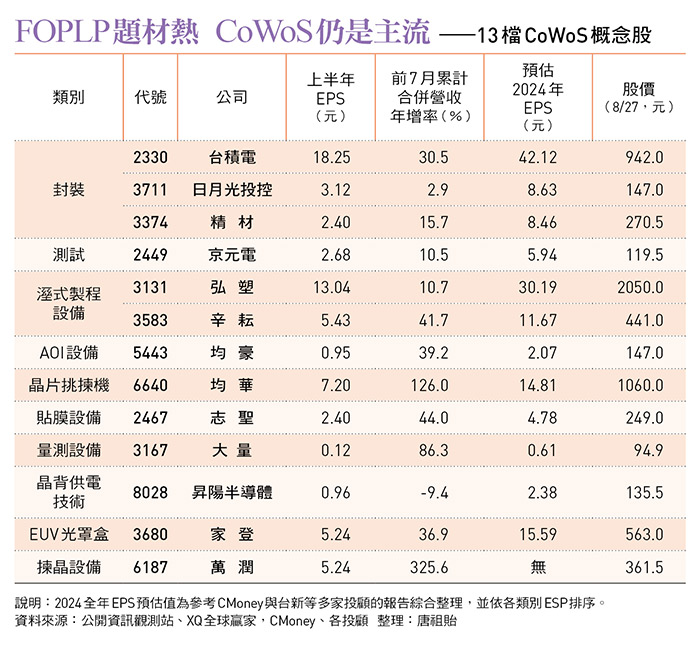 13 檔 CoWoS 概念股圖表。 圖：翻攝自今周刊第 1445 期