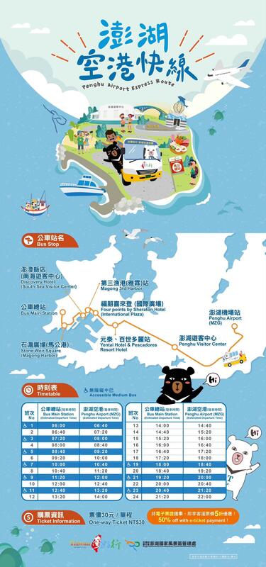 澎湖空港快線搭乘資訊。  圖：澎湖國家風景區管理處／提供