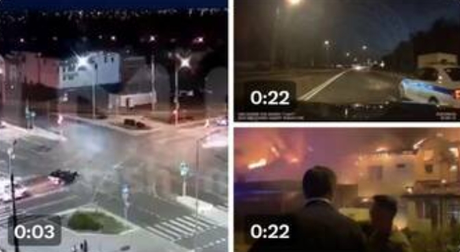 烏軍無人機轟炸俄境別爾哥羅德州，市區多處爆炸起火。 圖 : 翻攝自X/以色列戰爭