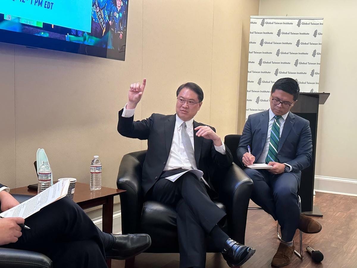 民進黨秘書長林右昌赴華府全球台灣研究中心（GTI）發表演說。 圖：民進黨/提供