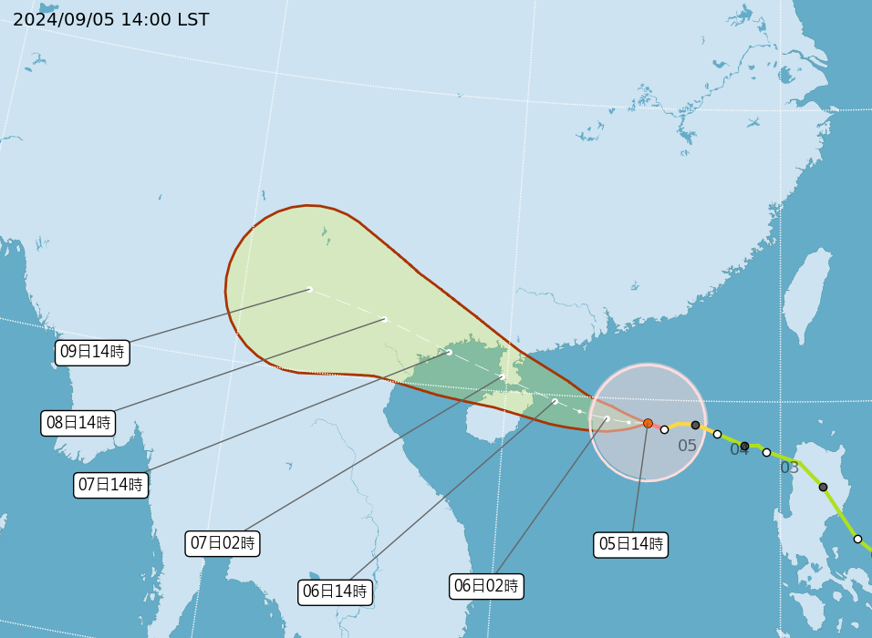 強烈颱風摩羯將直撲香港及澳門。 圖：翻攝自中央氣象署官網