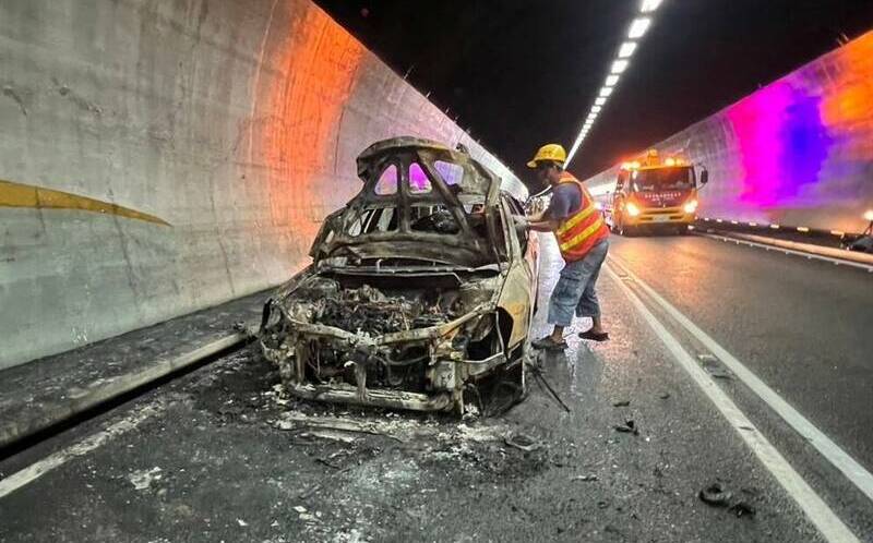 雪山隧道火燒車 北向車道一度回堵8公里