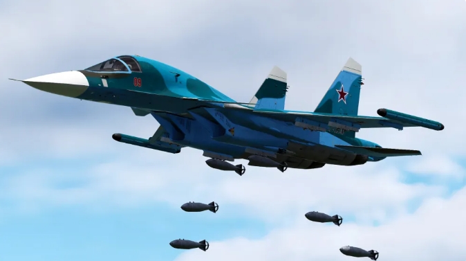 俄軍戰機對地面的烏軍投彈轟炸。 圖 : 翻攝自鐵血戰史