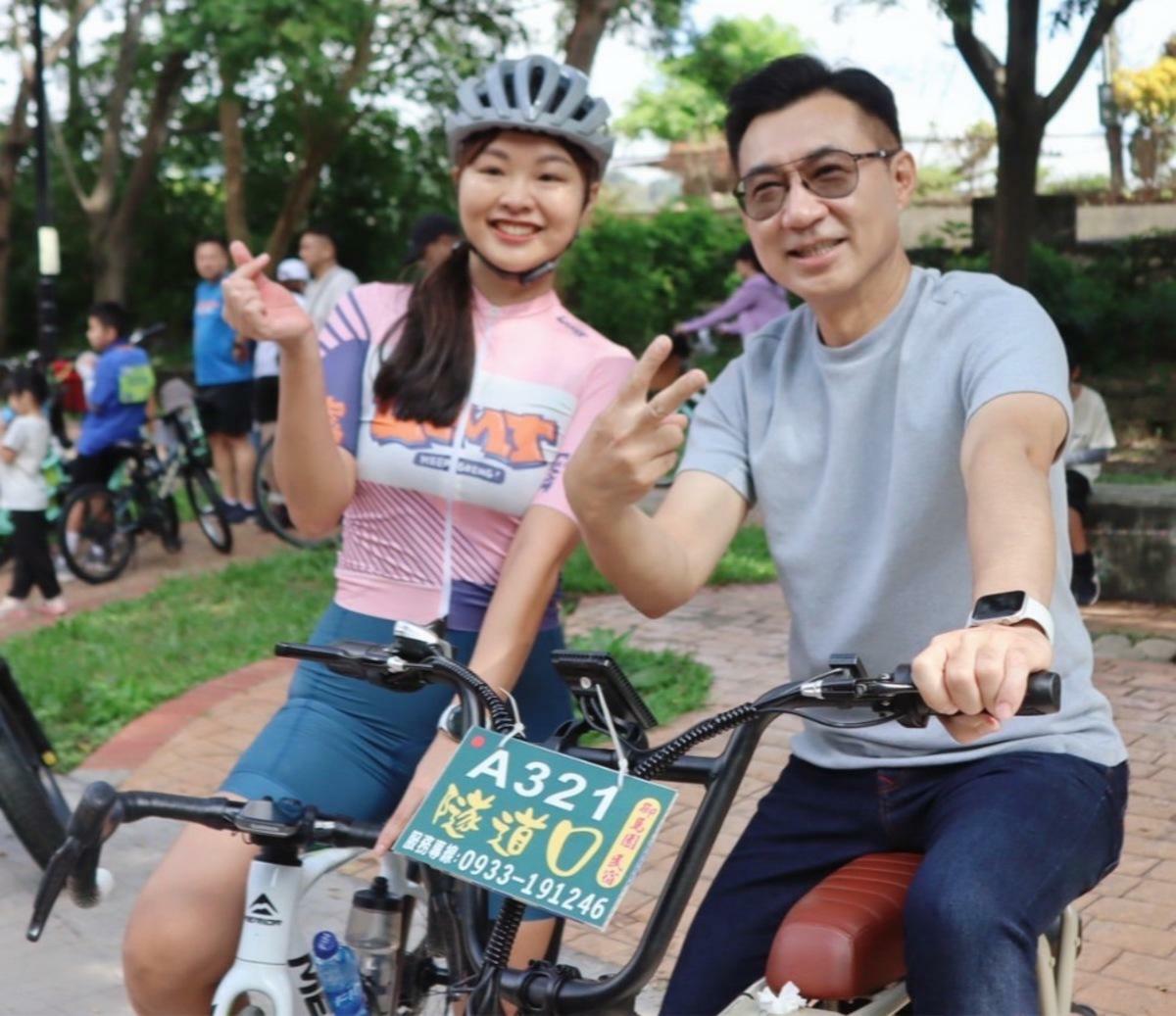 江啟臣說要讓台中成為自行車的代名詞。 圖：江啟臣服務處/提供