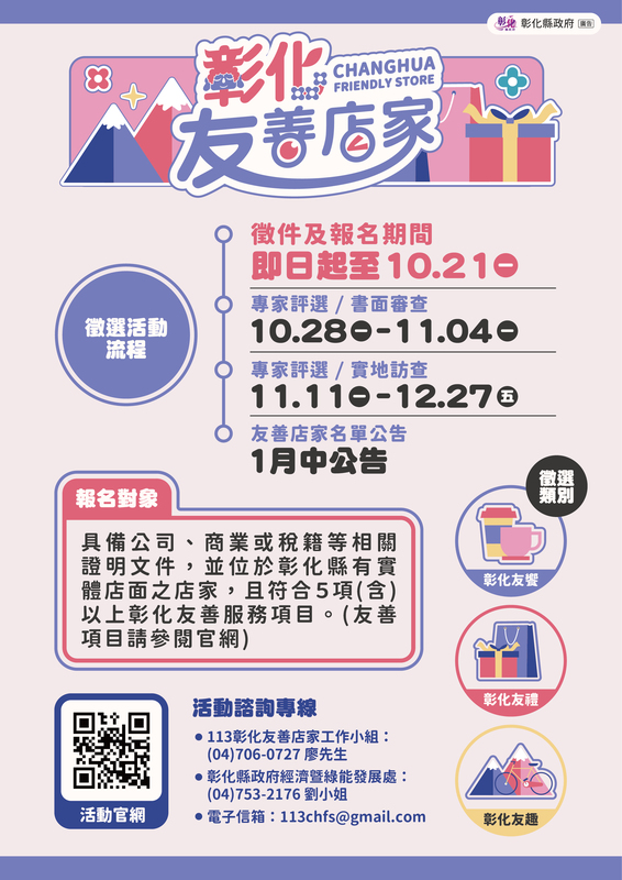 彰化縣友善店家徵選活動流程。 圖：彰化縣政府/提供