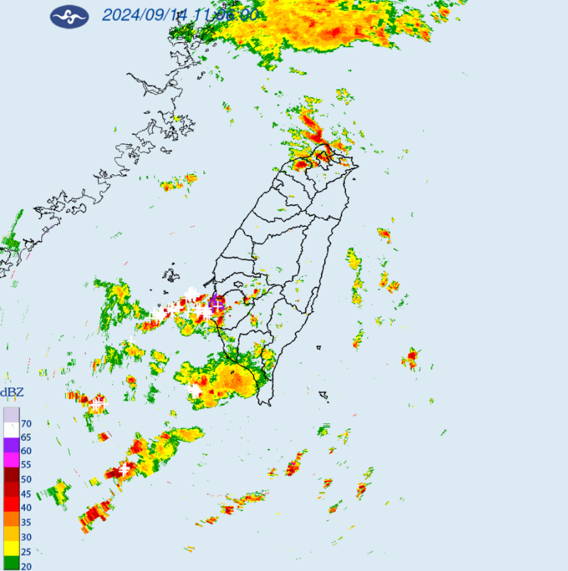 氣象署針對「嘉義縣、台南市」發布大雷雨即時訊息，持續時間至12時30分止。 圖：翻攝自中央氣象署官網
