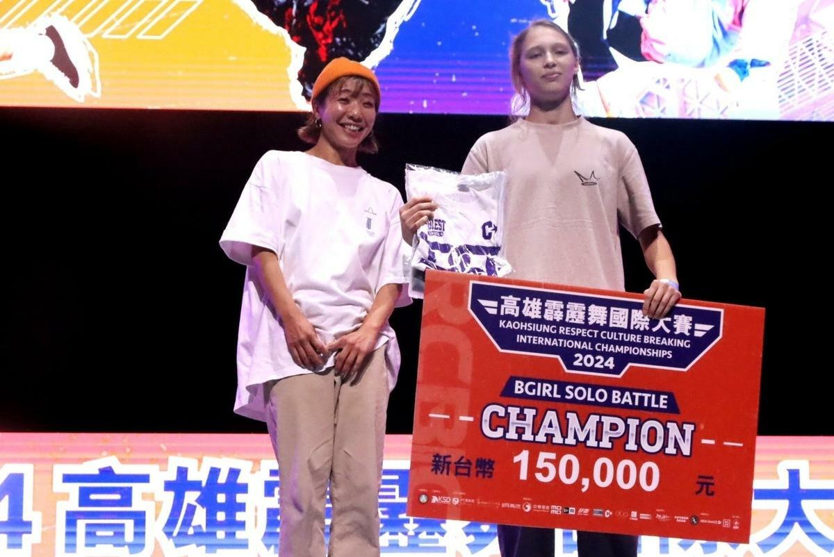 女子組個人賽冠軍為俄羅斯選手Nika(右)。 圖：高雄市運發局提供