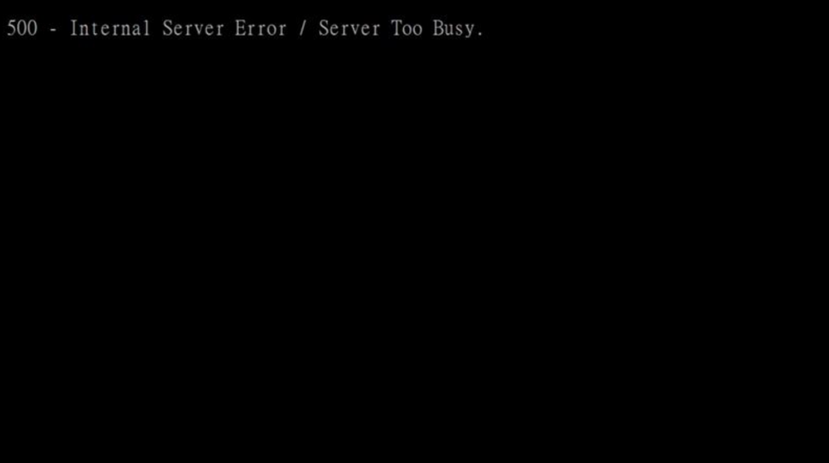 有網友發現PTT網頁版無法登入，進入PTT後，頁面僅顯示「Internal Server Error / Server Too Busy（內部伺服器錯誤/伺服器太忙）」。 圖：翻攝自批踢踢實業坊