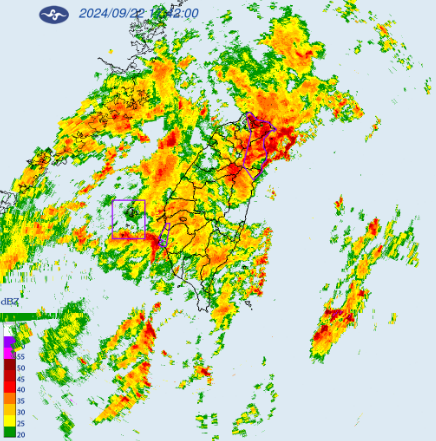 氣象署發出大雷雨特報，自17：48分預計持續至19：15分。針對基隆市、台北市、新北市、宜蘭縣及花蓮縣等北台灣地區發出警告。 圖：氣象署／提供