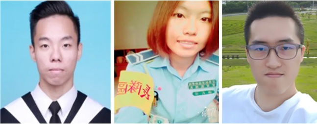 中國國安部也指控包含羅俊銘(左)、洪莉棋(中)、廖韋綸(右)等三名資通電軍現役人員涉及「匿名者 64 」的活動，並宣稱已經針對三人依法立案進行調查。 圖：翻攝自 中國國安部 微信公眾號