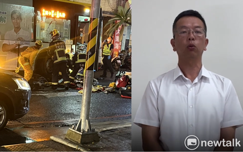 巨業公司的公車撞死女大學生，公司經理徐維聯出面道歉。 圖：新頭殼合成