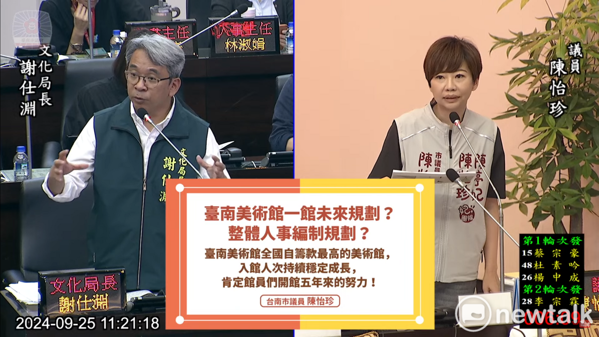 陳怡珍表示，未來台南美術館二館改歸中央營運，一館將搭配對面農水署嘉南辦事處場域，結合在地特色發展來進行規劃。但台南市美術館能做到全國自籌款最高這樣優秀的成績，二館的表現功不可沒。未來台南市美術館在法人保持不變的情形之下，如何依靠一館營運支撐？需要文化局及相關團隊發揮智慧，陳怡珍疾呼台南市美術館不能亡。 圖：陳怡珍服務處提供
