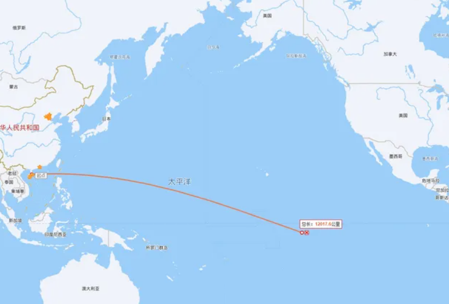 中國導彈路徑推測。 圖：翻攝自張學峰看空天