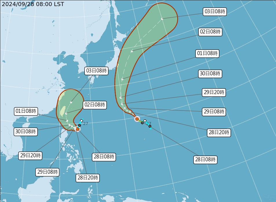 山陀兒颱風今(28)日上午8時形成。 圖/中央氣象署