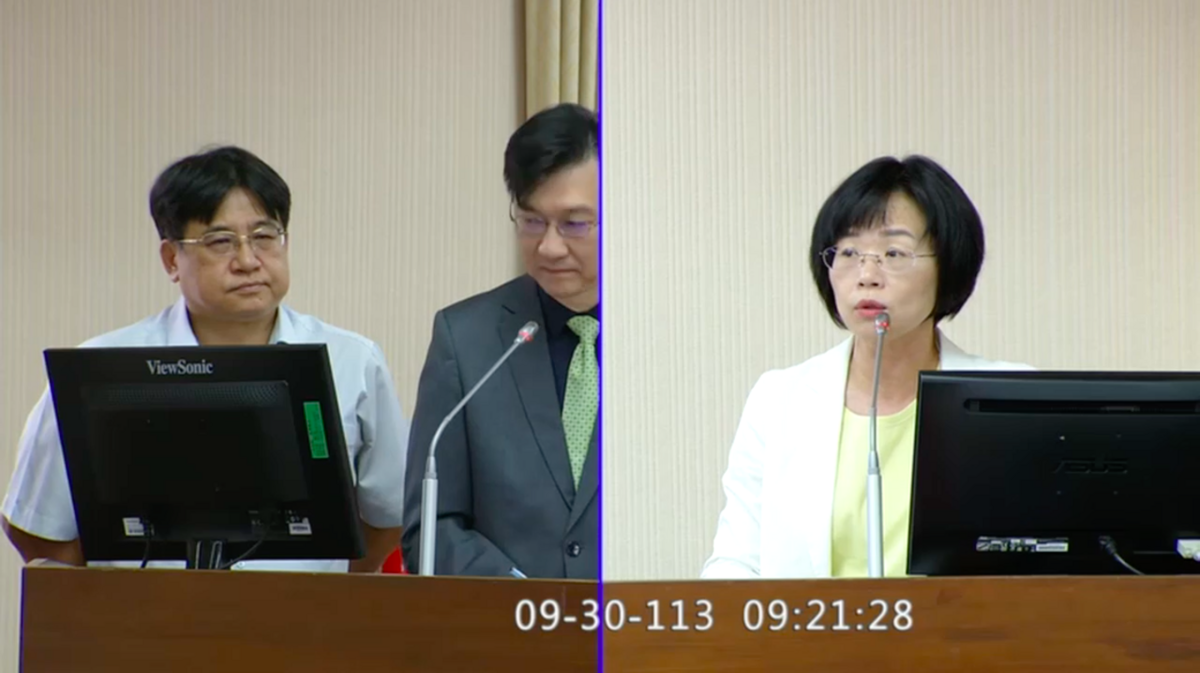 民進黨立委蘇巧慧問及國土署是否背書京華城容積獎勵合法一事，國土署則澄清未針對個案說明。 圖：翻攝自國會頻道