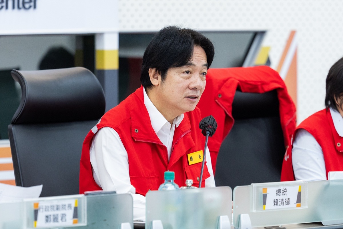 因應強颱山陀兒來襲，總統賴清德視察中央災害應變中心。 圖：總統府/提供（資料照）