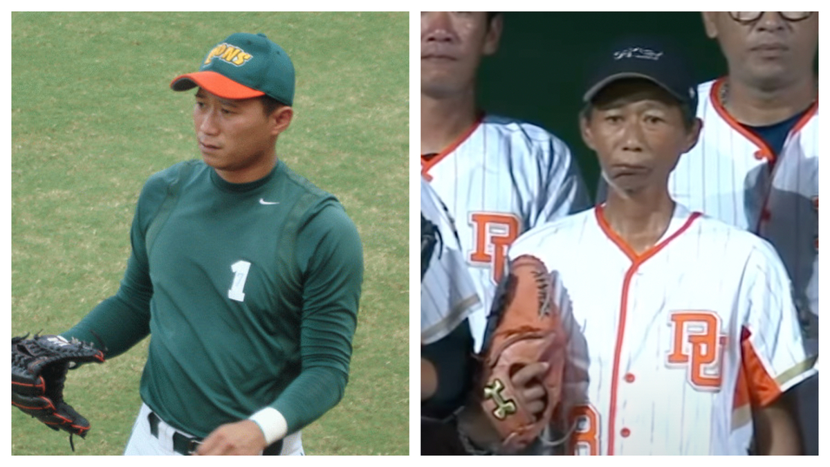 獅隊退役外野手「安打弦」、昔日的開路先鋒楊松弦（左），因罹患鼻咽癌，整個人瘦了一大圈（右），球迷不捨直呼「老了好多、才46歲而已.....」。 圖：取自維基、中華職棒官方YT／新頭殼合成